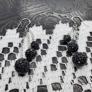 Sterling Silver and Black Crystal earrings